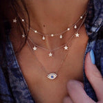 Gold color Choker Necklace for women Short crystal stars Pendant Chain Necklaces & Pendants Laces velvet chokers Fashion Jewelry
