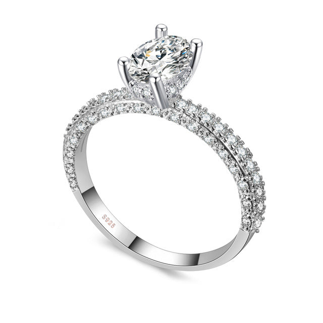 KNOCK high quality Rose Gold  row White gold For Women Fashion Cubic Zirconia Wedding Engagement ring