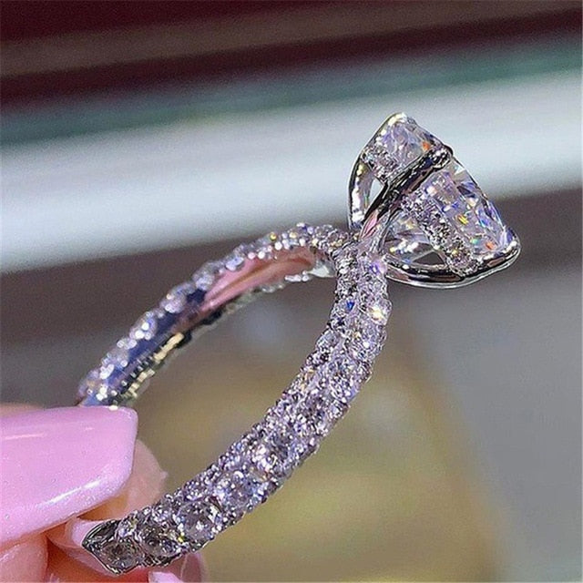 Modyle 2018 Fashion Luxury Women Engagement Jewelry Silver Color Full Round Zircon Female Wedding Finger Ring