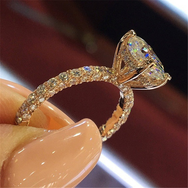 Modyle 2018 Fashion Luxury Women Engagement Jewelry Silver Color Full Round Zircon Female Wedding Finger Ring