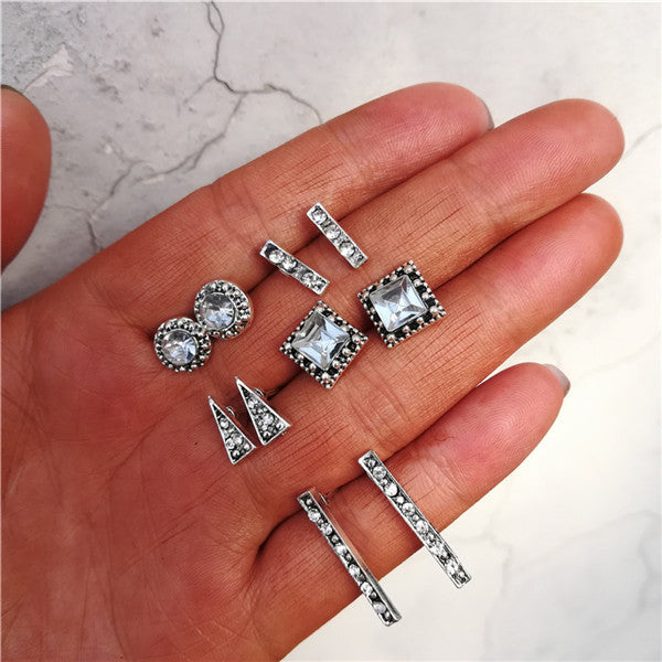 Vintage Geometric Stud Earrings Set For Women Girls 2018 Fashion Bead Stone Flower Small Earrings Boucle d'oreille Femme Gifts