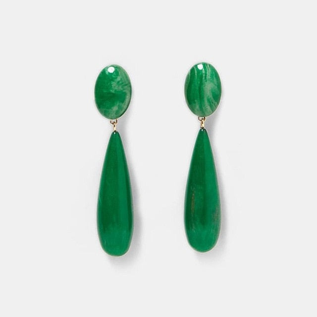 Best lady Fashion ZA Resin Drop Earring For Women Wedding Jewelry Boho Elegant Shiny Dangle Statement Earrings Christmas Gifts