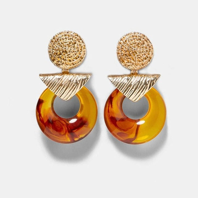 Best lady Fashion ZA Resin Drop Earring For Women Wedding Jewelry Boho Elegant Shiny Dangle Statement Earrings Christmas Gifts