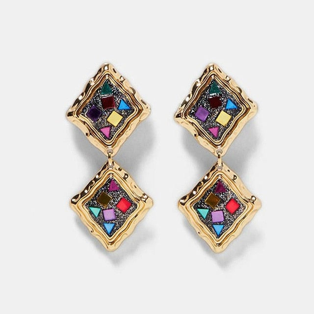 Best lady Fashion ZA Resin Drop Earring For Women Wedding Jewelry Boho Elegant Shiny Dangle Statement Earrings Christmas Gifts