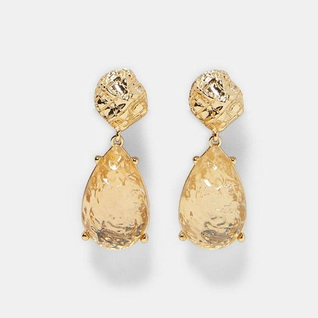 Best lady Fashion ZA Resin Drop Earring For Women Wedding Jewelry Boho Elegant Shiny Dangle Statement Earrings Christmas Gifts