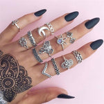 FAMSHIN 15Pcs/Set Fashion Vintage Ring Set Femme Stone Silver Midi Finger Rings Boho Women Jewelry Knuckle Ring Set Jewelry Gift