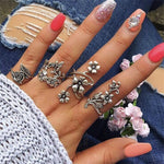 FAMSHIN 15Pcs/Set Fashion Vintage Ring Set Femme Stone Silver Midi Finger Rings Boho Women Jewelry Knuckle Ring Set Jewelry Gift