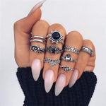 FAMSHIN 15Pcs/Set Fashion Vintage Ring Set Femme Stone Silver Midi Finger Rings Boho Women Jewelry Knuckle Ring Set Jewelry Gift