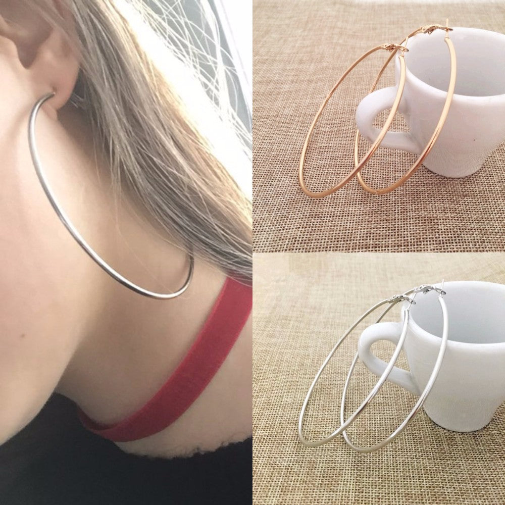 30-100MM Big Hoop Earrings Sexy Earrings Accessories Fashion Exaggerated Hoop Ear Loop Smooth Circle for Women Girl's Jewelry