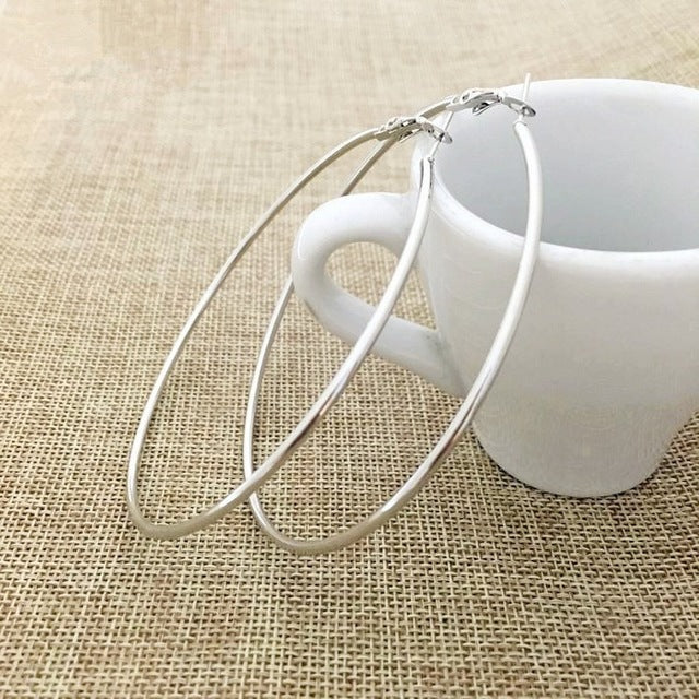 30-100MM Big Hoop Earrings Sexy Earrings Accessories Fashion Exaggerated Hoop Ear Loop Smooth Circle for Women Girl's Jewelry