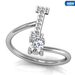 Fashion 26 Letters Silver Ring For Women Rhinestone Open Finger Rings Female Engagement Ring Jewelry Anel Party Gift