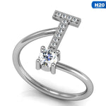 Fashion 26 Letters Silver Ring For Women Rhinestone Open Finger Rings Female Engagement Ring Jewelry Anel Party Gift