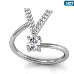 Fashion 26 Letters Silver Ring For Women Rhinestone Open Finger Rings Female Engagement Ring Jewelry Anel Party Gift