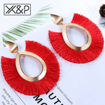 X&P Bohemian Big Tassel Drop Earrings For Women Lady Female Fringe Handmade Brincos Statement Fashion Woman Earring 2018 Jewelry