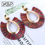 X&P Bohemian Big Tassel Drop Earrings For Women Lady Female Fringe Handmade Brincos Statement Fashion Woman Earring 2018 Jewelry