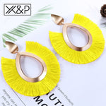 X&P Bohemian Big Tassel Drop Earrings For Women Lady Female Fringe Handmade Brincos Statement Fashion Woman Earring 2018 Jewelry