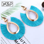 X&P Bohemian Big Tassel Drop Earrings For Women Lady Female Fringe Handmade Brincos Statement Fashion Woman Earring 2018 Jewelry