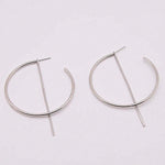 Simple fashion gold color Silver plated geometric big round earrings for women fashion big hollow drop earrings jewelry