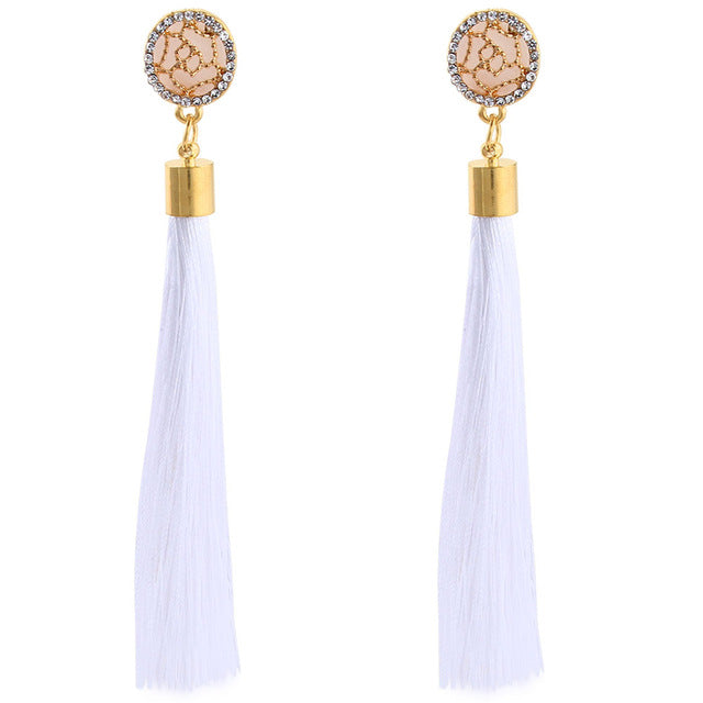 Black Crystal Flower Fringe Earings Earing Geometric Long Dangle Tassel Earrings For Women 2018 Fashion Jewelry Oorbellen Gift