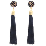 Black Crystal Flower Fringe Earings Earing Geometric Long Dangle Tassel Earrings For Women 2018 Fashion Jewelry Oorbellen Gift