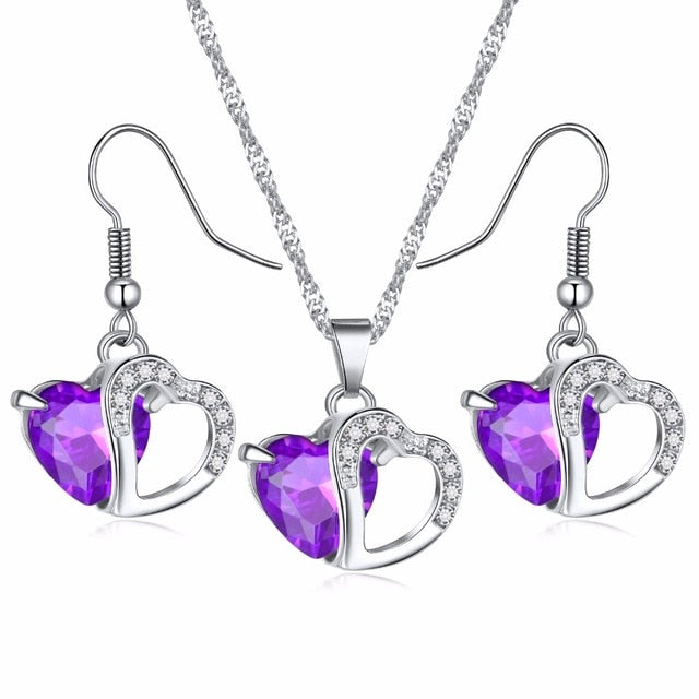 FAMSHIN 2018 Sell like Hot Cakes 6 colors Top Class lady Fashion Heart Pendant Necklace Crystal jewelry New Girls Women Jewelry