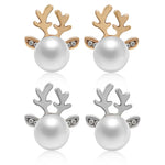 1 Pairs New Elegant Hot Sale Xmas Fashion Christmas Pearl Deer Earrings Ear Stud fashion Jewelry Gift for Women and Gilr