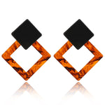 2018 Fashion Jewelry Leopard Acrylic Resin Oval Dangle Earrings For Women Geometry Big Circle Square Earrings Acetate Brincos