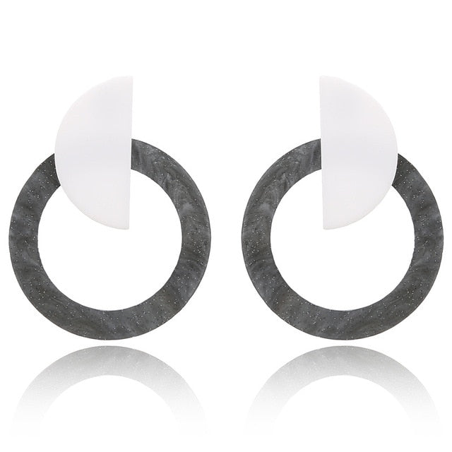 2018 Fashion Jewelry Leopard Acrylic Resin Oval Dangle Earrings For Women Geometry Big Circle Square Earrings Acetate Brincos