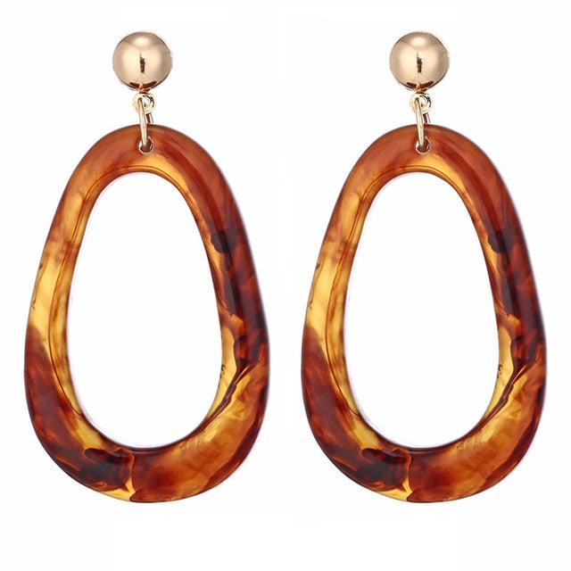 2018 Fashion Jewelry Leopard Acrylic Resin Oval Dangle Earrings For Women Geometry Big Circle Square Earrings Acetate Brincos