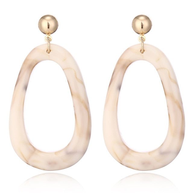 2018 Fashion Jewelry Leopard Acrylic Resin Oval Dangle Earrings For Women Geometry Big Circle Square Earrings Acetate Brincos