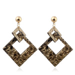 2018 Fashion Jewelry Leopard Acrylic Resin Oval Dangle Earrings For Women Geometry Big Circle Square Earrings Acetate Brincos