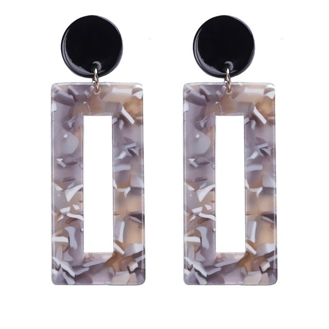 2018 Fashion Jewelry Leopard Acrylic Resin Oval Dangle Earrings For Women Geometry Big Circle Square Earrings Acetate Brincos