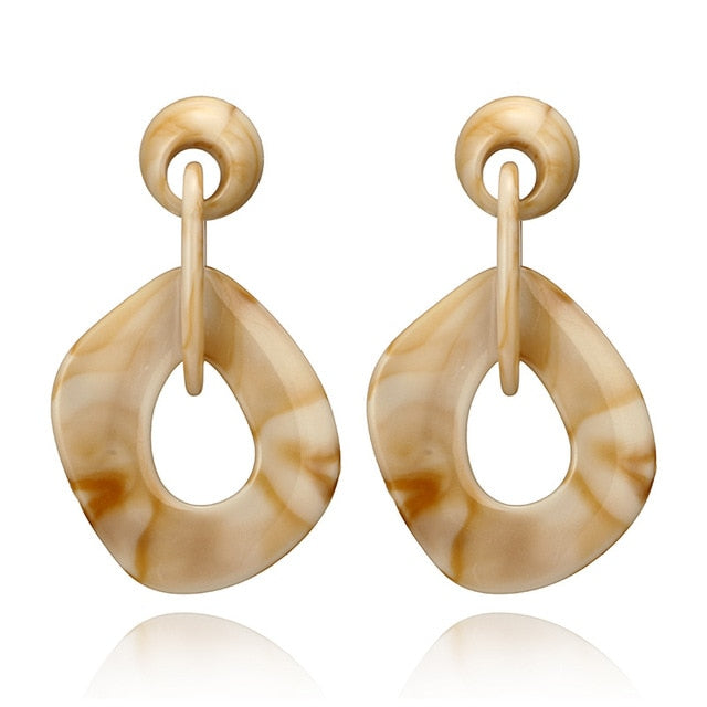 2018 Fashion Jewelry Leopard Acrylic Resin Oval Dangle Earrings For Women Geometry Big Circle Square Earrings Acetate Brincos