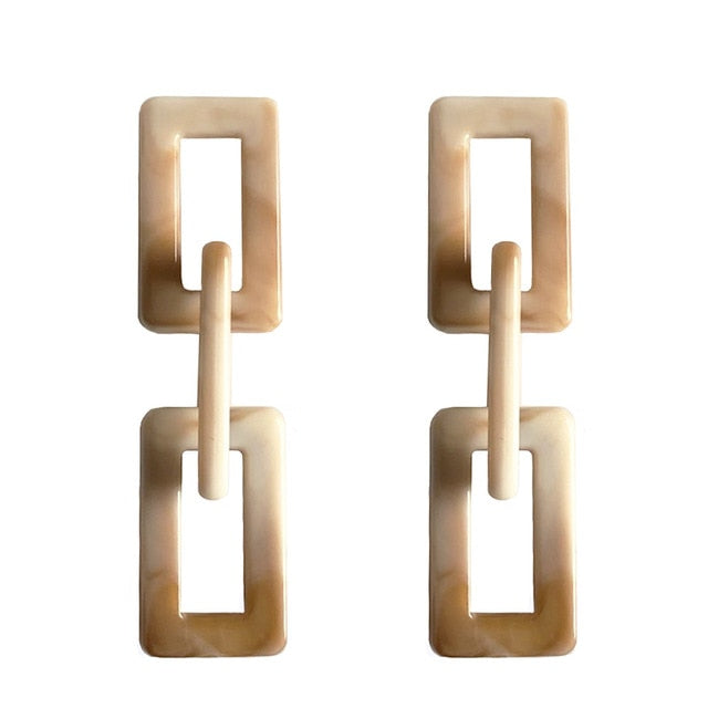 2018 Fashion Jewelry Leopard Acrylic Resin Oval Dangle Earrings For Women Geometry Big Circle Square Earrings Acetate Brincos