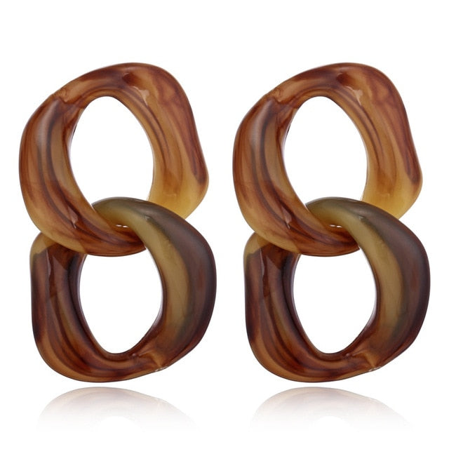 2018 Fashion Jewelry Leopard Acrylic Resin Oval Dangle Earrings For Women Geometry Big Circle Square Earrings Acetate Brincos