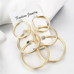 Hesiod Fashion New 6 Pairs/Set Gold Silver Small Big Circle Hoop Earrings for Women Steampunk Round Earring Sets
