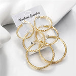 Hesiod Fashion New 6 Pairs/Set Gold Silver Small Big Circle Hoop Earrings for Women Steampunk Round Earring Sets