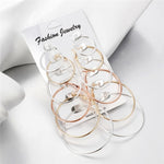 Hesiod Fashion New 6 Pairs/Set Gold Silver Small Big Circle Hoop Earrings for Women Steampunk Round Earring Sets
