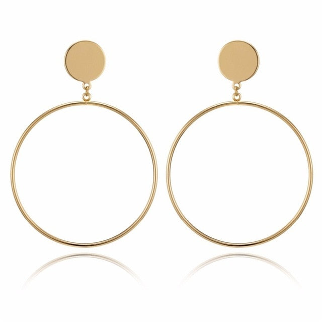 FAMSHIN 2019 Best selling NEW Women Fashion Simple Gold Silver Black Stud Earring Punk Rock Retro Circle Earring Piercing
