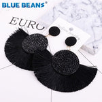 Tassel earrings bohemian statement luxury long earring valentine's day handmade women geometric fringe fashion big rhinestone cc
