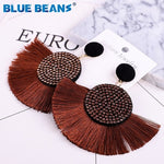 Tassel earrings bohemian statement luxury long earring valentine's day handmade women geometric fringe fashion big rhinestone cc