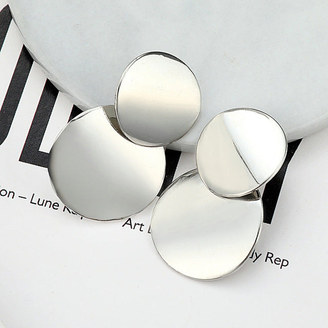 LOVBEAFAS Statement Earrings 2019 Fashion Metal Earrings For Women Gold And Silver Jewelry Simple Vintage Drop Dangle Earrings