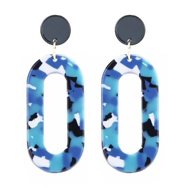 2018 Fashion Jewelry Leopard Acrylic Resin Oval Dangle Earrings For Women Geometry Big Circle Square Earrings Acetate Brincos