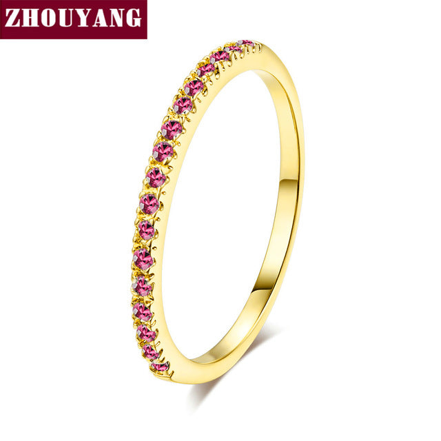 Wedding Ring For Women Man Concise Classical Multicolor Mini Cubic Zirconia Rose Gold Color Fashion Jewelry R132 R133 ZHOUYANG