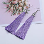 LZHLQ Brand Tassel Earrings Women Fashion Jewelry Bohemian Drop Dangle Long Earrings Silk Fabric Ethnic Vintage Earrings