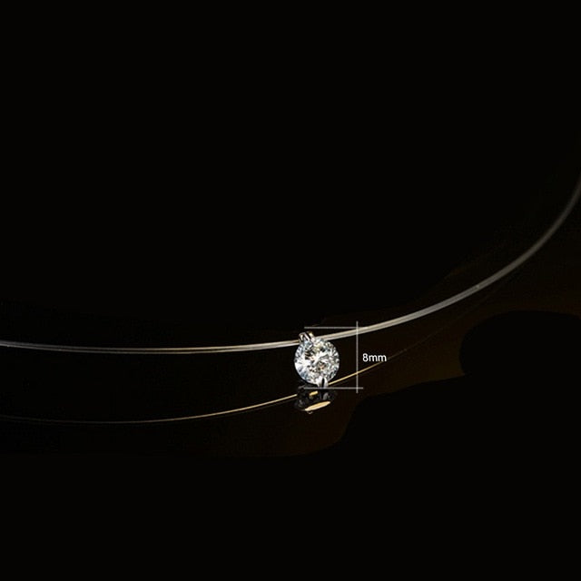 Fashion Zircon Pendant Necklace Invisible Fishing Line Necklace for Women Jewelry Decoration
