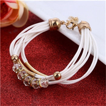 Bracelet Wholesale 2019 New Fashion Jewelry Leather Bracelet for Women Bangle Europe Beads Charms Gold Bracelet Christmas Gift