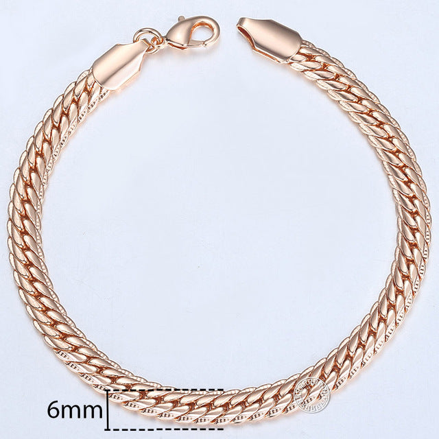 20cm Bracelets For Women Men 585 Rose Gold Curb Snail Foxtail Venitian Link Chains Men's Bracelets Fashion Jewelry Gifts KCBB1