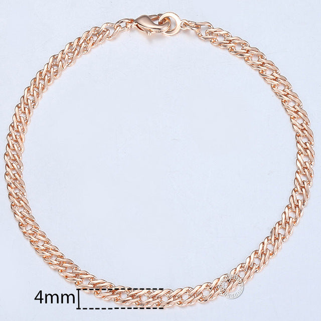20cm Bracelets For Women Men 585 Rose Gold Curb Snail Foxtail Venitian Link Chains Men's Bracelets Fashion Jewelry Gifts KCBB1