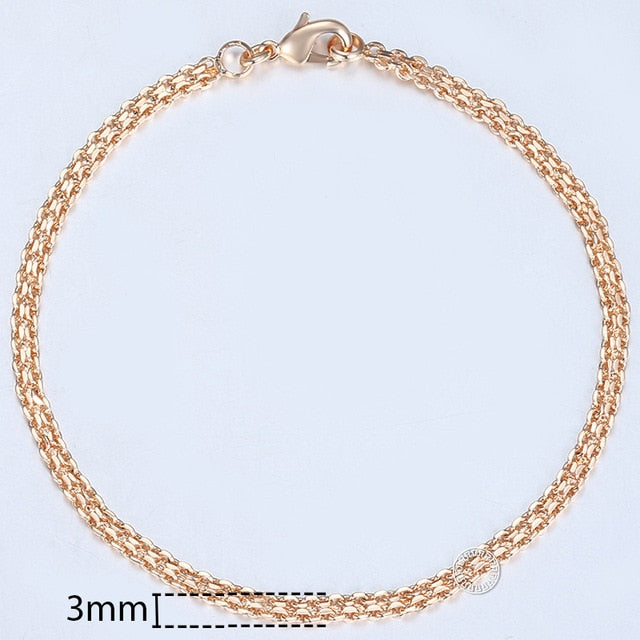 20cm Bracelets For Women Men 585 Rose Gold Curb Snail Foxtail Venitian Link Chains Men's Bracelets Fashion Jewelry Gifts KCBB1